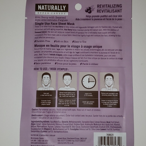 Naturally Upper Canada Single Use Face Sheet Masks - Avocado - Picture 9 of 11